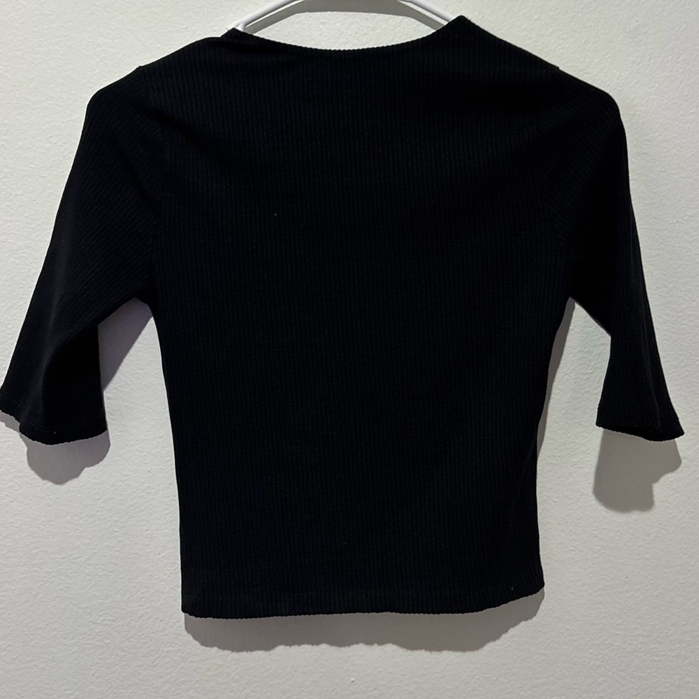 Reformation Ribbed Black Shirt Size Small - Picture 2 of 4